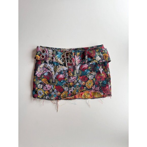 MARQUES ALMEIDA Floral Brocade Belted Asymmetrical Ultra Mini Skirt, Size 8 - Picture 6 of 16